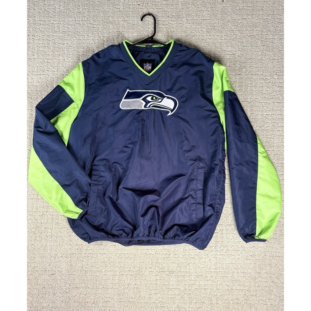 NFL Seattle Seahawks Lightweight Pullover Windbreaker Size XL Zipper Lower Left